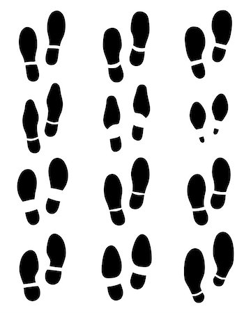 foot mark - Various black prints of shoe, vector Stock Photo - Budget Royalty-Free & Subscription, Code: 400-08407686