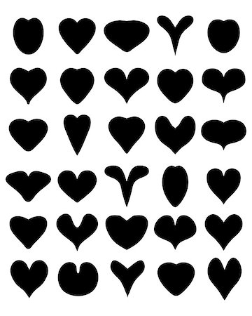 simsearch:400-08410647,k - Black silhouettes of heart on the white background Stockbilder - Microstock & Abonnement, Bildnummer: 400-08407687