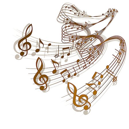 drstokvektor (artist) - Vector wave of musical notes with a shadow. Isolated object on a white background, can be used with any image or separately. Stockbilder - Microstock & Abonnement, Bildnummer: 400-08407710