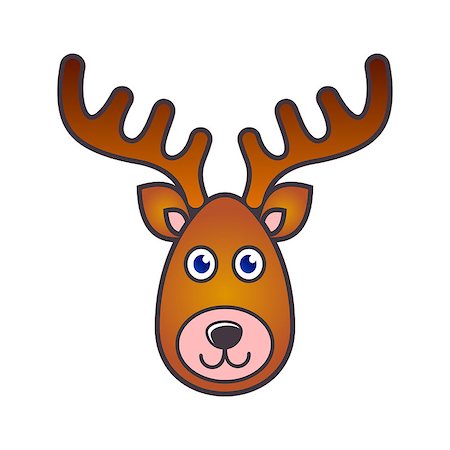 reindeer clip art - Simple colorful vector reindeer face christmas icon Stock Photo - Budget Royalty-Free & Subscription, Code: 400-08407726