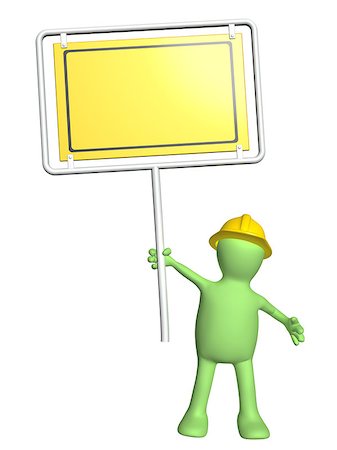 3d puppet-builder with emergency sign. Isolated on white background Stock Photo - Budget Royalty-Free & Subscription, Code: 400-08407739