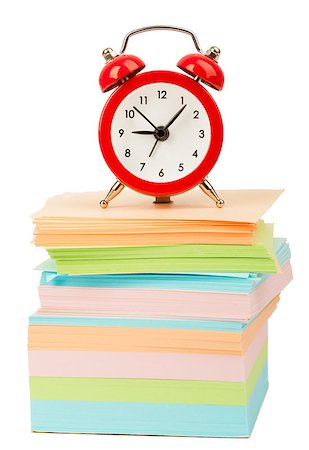 simsearch:400-04801462,k - Alarm clock on pile of stickers on isolated white background Stock Photo - Budget Royalty-Free & Subscription, Code: 400-08407848
