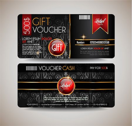 simsearch:400-07332875,k - Voucher Gift Card layout template for your promotional design, tickets template, printed gift cards.. Space and fields for text, front and back provided. Stock Photo - Budget Royalty-Free & Subscription, Code: 400-08407958