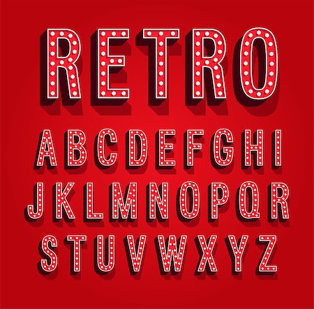 simsearch:400-08647513,k - Retro font with light bulbs. Vector illustration. Stock Photo - Budget Royalty-Free & Subscription, Code: 400-08408100