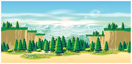 forest cartoon illustration - Stylized vector illustration of a beautiful valley.Seamless horizontally if needed Stock Photo - Budget Royalty-Free & Subscription, Code: 400-08408112