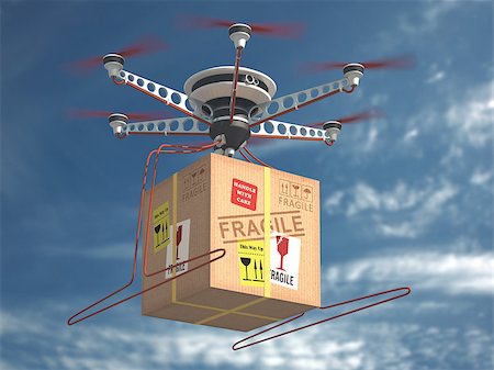 Parcel delivery via drone. The future of mail. Stock Photo - Budget Royalty-Free & Subscription, Code: 400-08408232