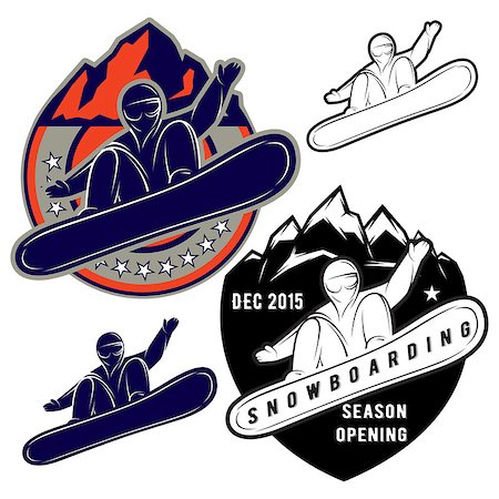 set of badges for extreme sports snowboarding Stock Photo - Budget Royalty-Free & Subscription, Code: 400-08408248
