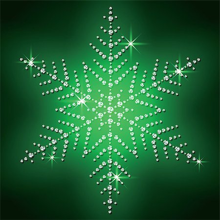 simsearch:400-08407579,k - Christmas snowflake on a green background. Vector illustration. Photographie de stock - Aubaine LD & Abonnement, Code: 400-08408356