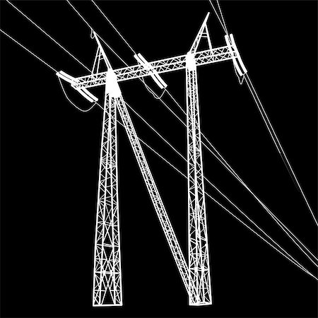 simsearch:400-06741736,k - Silhouette of high voltage power lines. Vector  illustration. Stock Photo - Budget Royalty-Free & Subscription, Code: 400-08408374