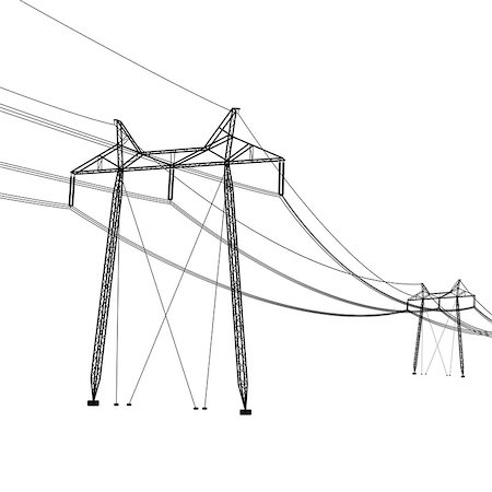 simsearch:400-06741736,k - Silhouette of high voltage power lines. Vector  illustration. Stock Photo - Budget Royalty-Free & Subscription, Code: 400-08408379