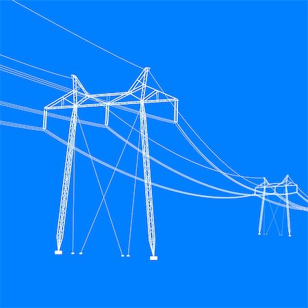 simsearch:400-06741736,k - Silhouette of high voltage power lines. Vector  illustration. Stock Photo - Budget Royalty-Free & Subscription, Code: 400-08408384