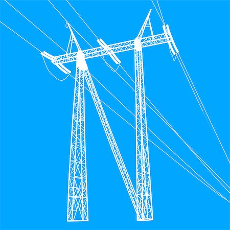 simsearch:400-06741736,k - Silhouette of high voltage power lines. Vector  illustration. Stock Photo - Budget Royalty-Free & Subscription, Code: 400-08408385