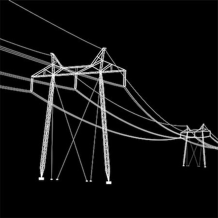 simsearch:400-06741736,k - Silhouette of high voltage power lines. Vector  illustration. Stock Photo - Budget Royalty-Free & Subscription, Code: 400-08408390