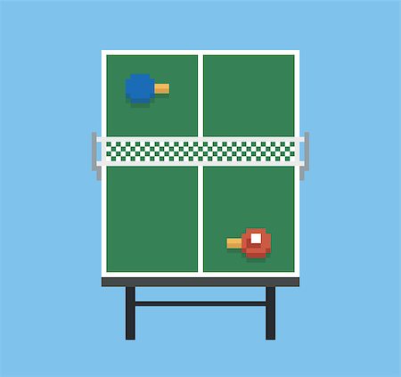 pixel art style ping pong sport table playground green vintage game isolated Stock Photo - Budget Royalty-Free & Subscription, Code: 400-08408403