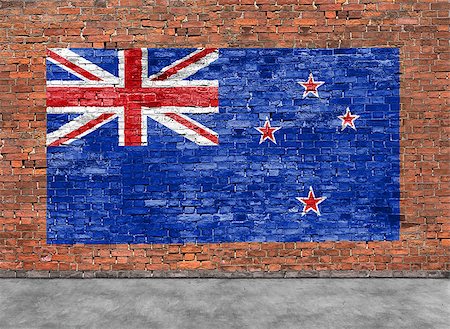 simsearch:400-07933897,k - Flag of New Zeland painted on brick wall and part of foreground Fotografie stock - Microstock e Abbonamento, Codice: 400-08408414
