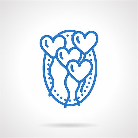 simsearch:400-05031229,k - Group of heart shaped balloons with ropes in oval frame. Romantic events, festive decor. Simple blue line style vector icon. Web design element for website and mobile app. Stockbilder - Microstock & Abonnement, Bildnummer: 400-08408430