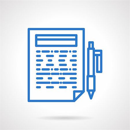 simsearch:400-05022667,k - Document paper with abstract text and pen. Business planning or report., blogging, writing articles. Blue simple line style vector icon. Web design element for website and mobile app. Stockbilder - Microstock & Abonnement, Bildnummer: 400-08408432