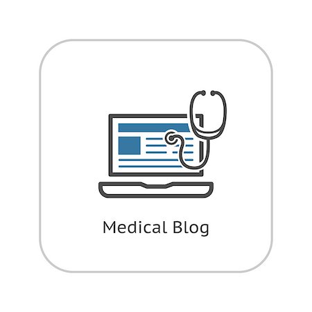 doctor business computer - Medical Blog Icon with Laptop. Flat Design. Isolated. Stock Photo - Budget Royalty-Free & Subscription, Code: 400-08408515