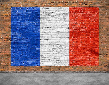 simsearch:400-08403526,k - Flag of France painted on aged brick wall Fotografie stock - Microstock e Abbonamento, Codice: 400-08408875