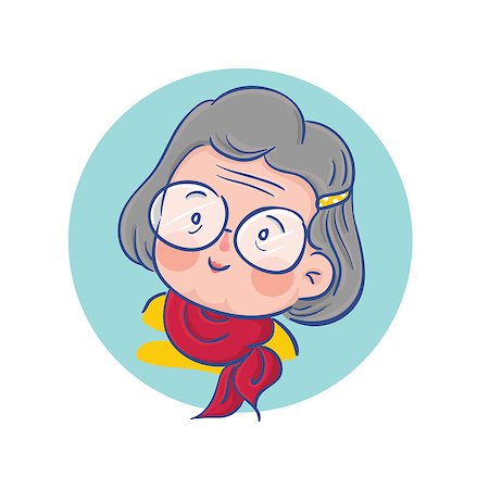 Vector Illustration of Old Woman Wear Eyeglasses, Cartoon Character Profile Picture Stock Photo - Budget Royalty-Free & Subscription, Code: 400-08408903