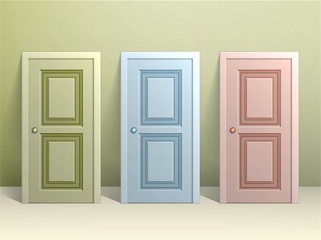 simsearch:400-06521896,k - Three doors stand on the floor leaning against the wall Stock Photo - Budget Royalty-Free & Subscription, Code: 400-08408977