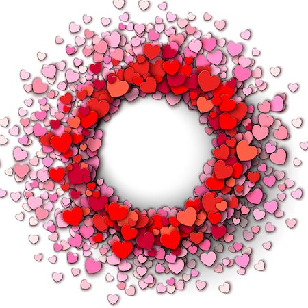 simsearch:400-05897211,k - Valentines day vector background. Red hearts round frame Photographie de stock - Aubaine LD & Abonnement, Code: 400-08409132