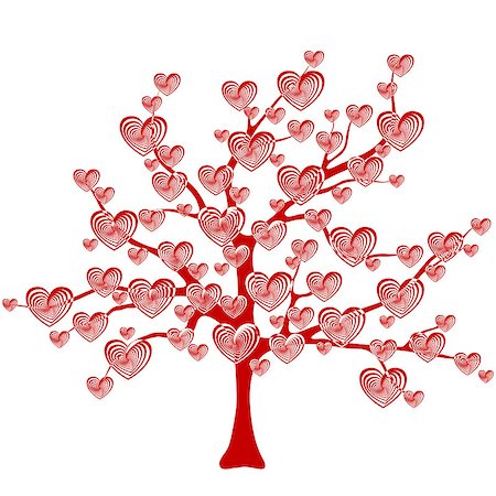 simsearch:400-08410647,k - Valentine love tree, leaves from hearts, vector illustrations Stock Photo - Budget Royalty-Free & Subscription, Code: 400-08409169