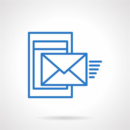 Sending message from smartphone or mobile device. Mobile mail. Simple blue line vector icon. Communications symbol. Web design element for website and mobile app. Stock Photo - Budget Royalty-Free & Subscription, Code: 400-08409258