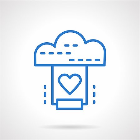 simsearch:400-07504762,k - Customers cloud service with heart sign, to download or add favorite files. Blue simple line style vector icon. Single web design element for business, site, app. Photographie de stock - Aubaine LD & Abonnement, Code: 400-08409277