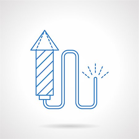 simsearch:400-07213298,k - Firecracker with fuse. Pyrotechnics for celebrations and party. New Year and Christmas holidays. Blue flat line style vector icon. Single web design element for mobile app or website. Photographie de stock - Aubaine LD & Abonnement, Code: 400-08409299