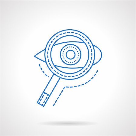 Eye with a magnifying glass. Search, analysis, seo, search solutions. Blue flat line style vector icon. Single web design element for mobile app or website. Fotografie stock - Microstock e Abbonamento, Codice: 400-08409302