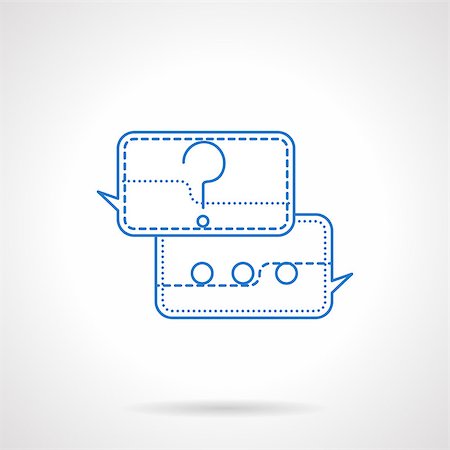 simsearch:400-05906315,k - Speech bubbles with question and answer. Information exchange, online support. Blue flat line vector icon. Single web design element for mobile app or website. Stock Photo - Budget Royalty-Free & Subscription, Code: 400-08409314
