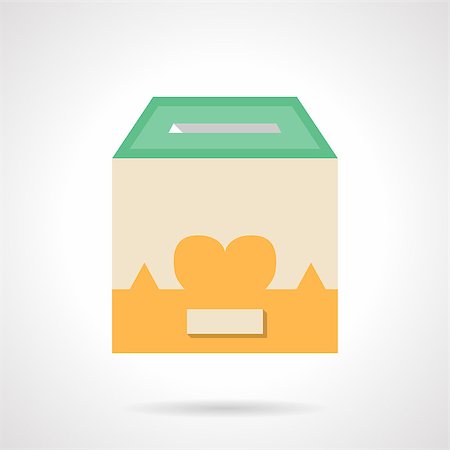 simsearch:400-05701644,k - Donation box with heart image. Charity concept. Flat color style vector icon. Single web design element for mobile app or website. Stock Photo - Budget Royalty-Free & Subscription, Code: 400-08409321