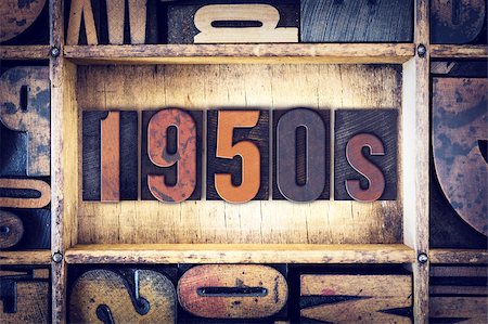 The word "1950s" written in vintage wooden letterpress type. Stock Photo - Budget Royalty-Free & Subscription, Code: 400-08409383