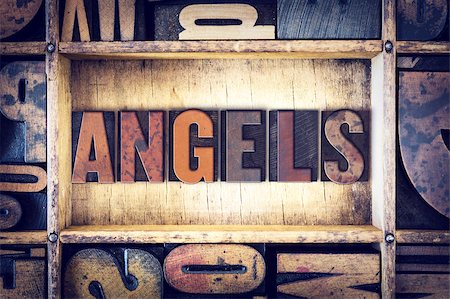 simsearch:400-08402857,k - The word "Angels" written in vintage wooden letterpress type. Stock Photo - Budget Royalty-Free & Subscription, Code: 400-08409434