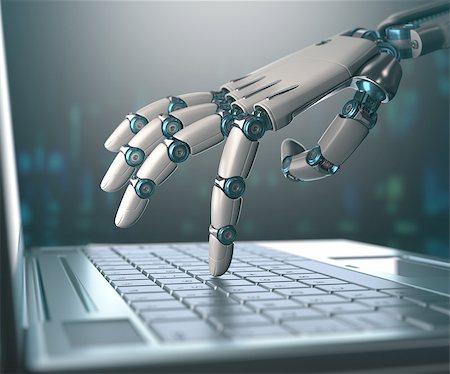 Robotic hand, accessing on laptop, the virtual world of information. Concept of artificial intelligence and replacement of humans by machines. Stock Photo - Budget Royalty-Free & Subscription, Code: 400-08409461