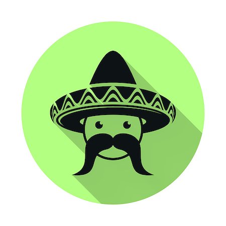 simsearch:400-06202501,k - Mexican with sombrero and large moustache flat icon Fotografie stock - Microstock e Abbonamento, Codice: 400-08409529