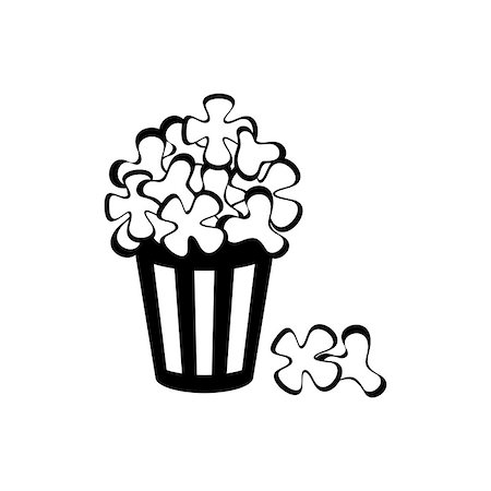 Simple vector popcorn cup icon isolated on white Stock Photo - Budget Royalty-Free & Subscription, Code: 400-08409532