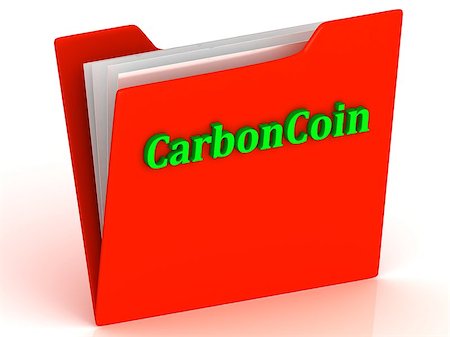 simsearch:400-07300552,k - CarbonCoin- bright green letters on a gold folder on a white background Foto de stock - Royalty-Free Super Valor e Assinatura, Número: 400-08409575