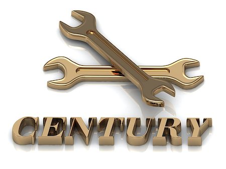 simsearch:400-04209662,k - CENTURY- inscription of metal letters and 2 keys on white background Foto de stock - Super Valor sin royalties y Suscripción, Código: 400-08409577