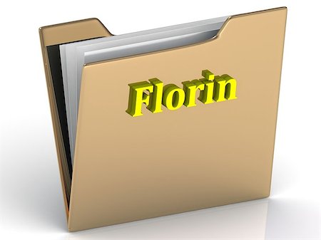 simsearch:400-09097337,k - Florin- bright color letters on a gold folder on a white background Stock Photo - Budget Royalty-Free & Subscription, Code: 400-08409590