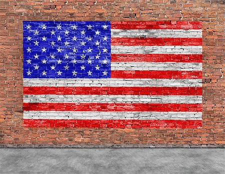 simsearch:400-07933897,k - American flag painted over old brick wall Fotografie stock - Microstock e Abbonamento, Codice: 400-08409711