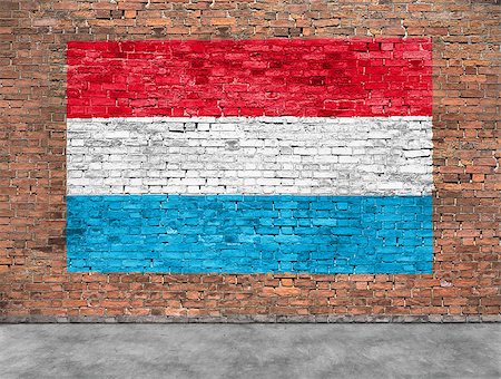 simsearch:400-07933897,k - Flag of Luxembourg painted on brick wall Fotografie stock - Microstock e Abbonamento, Codice: 400-08409712