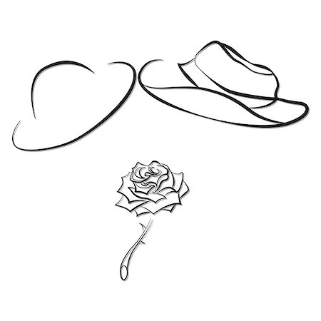 simsearch:400-05217778,k - couple of hats and rose - romantic vector illustraion, symbol of love Foto de stock - Super Valor sin royalties y Suscripción, Código: 400-08409791