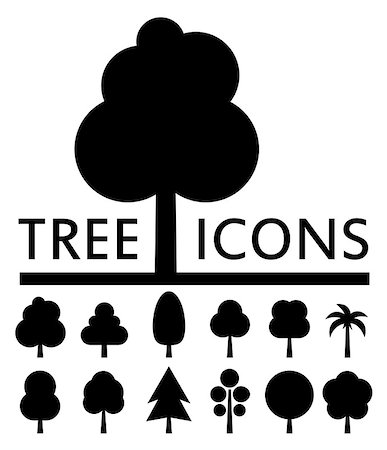 pine sprout - black tree icons collection on white background Stock Photo - Budget Royalty-Free & Subscription, Code: 400-08409864