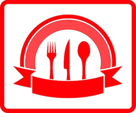 simsearch:400-04885399,k - red isolated kitchen icon with fork, knife and spoon silhouette Foto de stock - Super Valor sin royalties y Suscripción, Código: 400-08409869