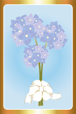 simsearch:400-09170984,k - Vintage Birthday card with hortensias on light-blue background framed by golden frame Stockbilder - Microstock & Abonnement, Bildnummer: 400-08409889