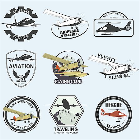 simsearch:400-08503664,k - Set of vintage retro aeronautics flight badges and labels Stock Photo - Budget Royalty-Free & Subscription, Code: 400-08409931
