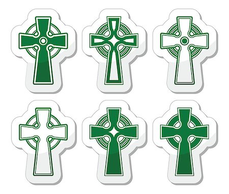 simsearch:400-04788857,k - Celtic crosses white pattern set isolated on white Foto de stock - Super Valor sin royalties y Suscripción, Código: 400-08409947