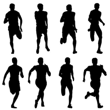 simsearch:400-04273380,k - Set of silhouettes Runners on sprint, men. vector illustration. Foto de stock - Super Valor sin royalties y Suscripción, Código: 400-08400310